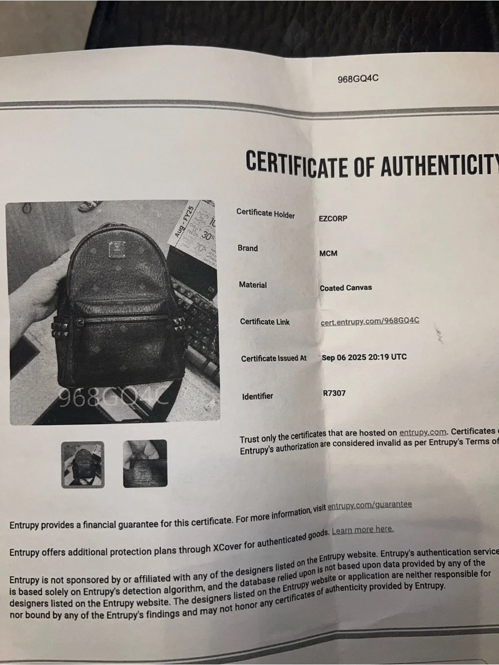 MCM coated canvas small stark side studs backpack (has authenticity paper)